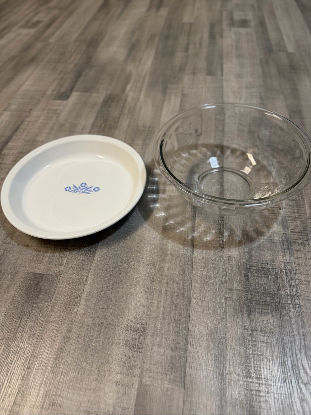 Title: Vintage Corning Ware Blue  9” Pie Plate P-309 & Pyrex 325 Mixing Bowl USA